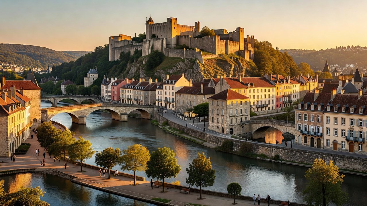 Hero: golden hour Citadelle overlooking Doubs