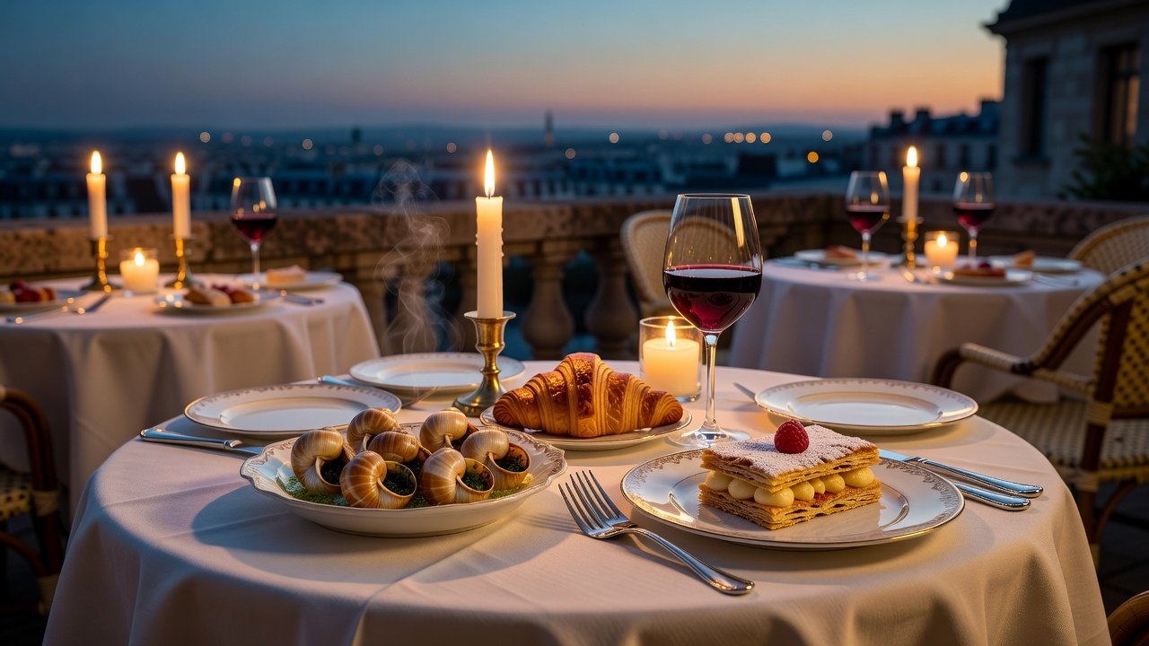 Authentic local bistro scene with Breton crepes and classic French fare