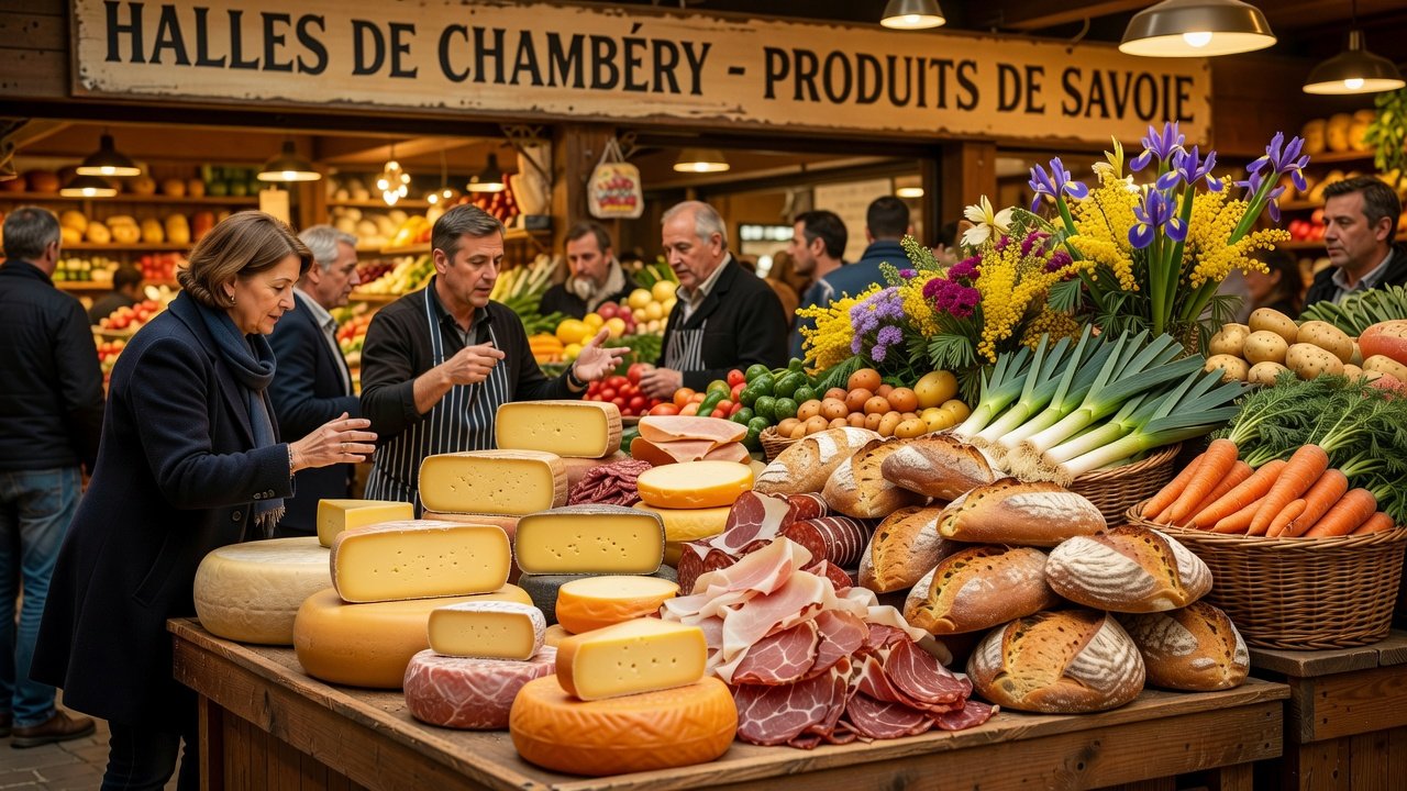 Food: Local Savoie cheeses and produce at Halles market