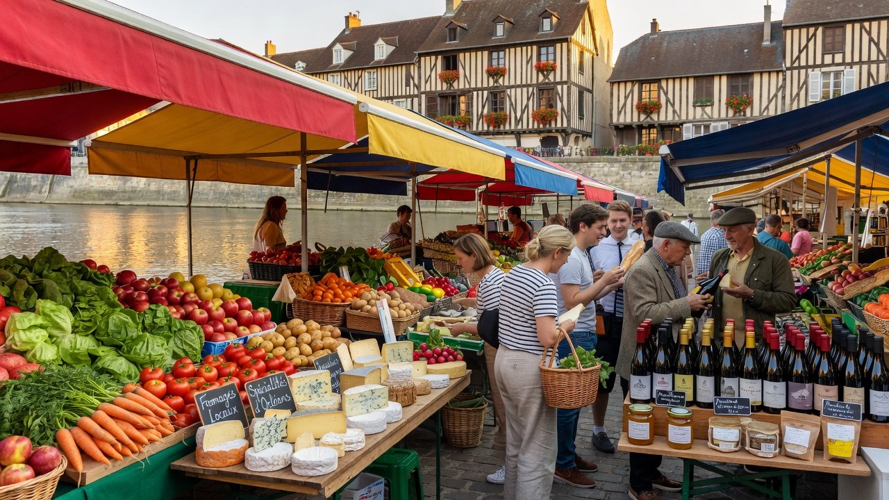 Local riverside market in Orléans