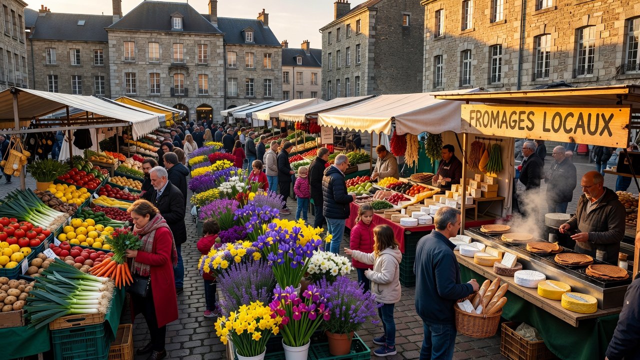 Vibrant Saturday morning at Marché des Lices market in Rennes