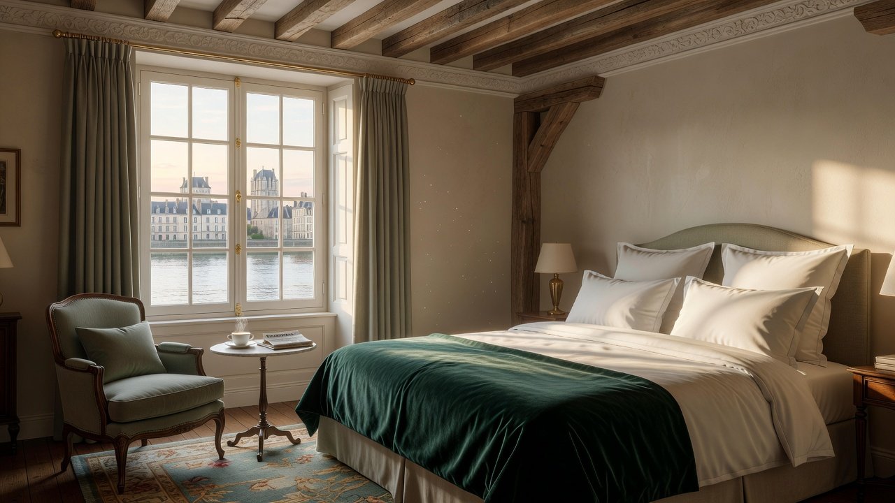 Boutique hotel room with river view in Meaux