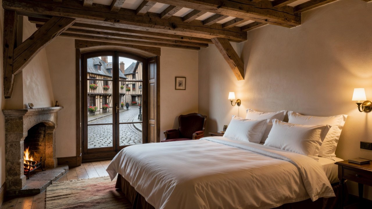 Elegant boutique hotel room in historic Rennes
