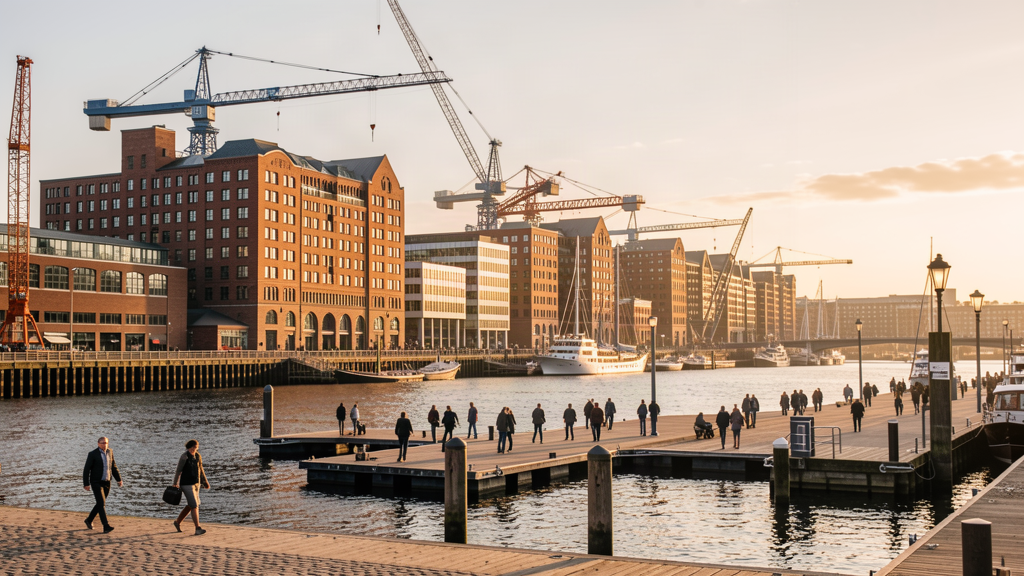 Waterfront walk along the HafenCity basins and pontoons