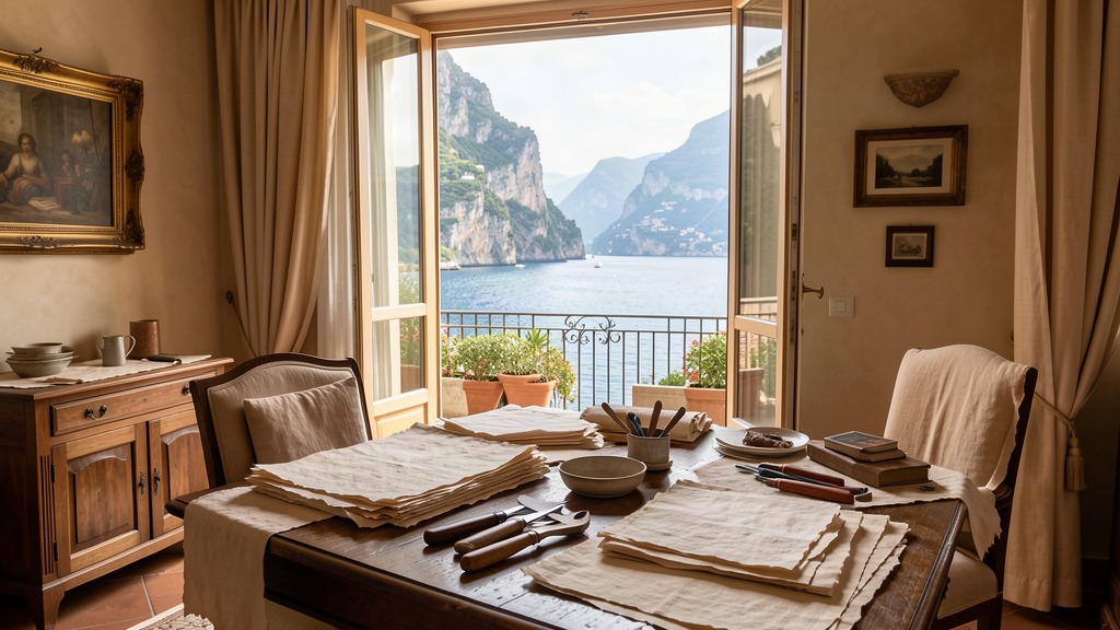 Cozy room at Hotel Lidomare featuring handmade paper elements