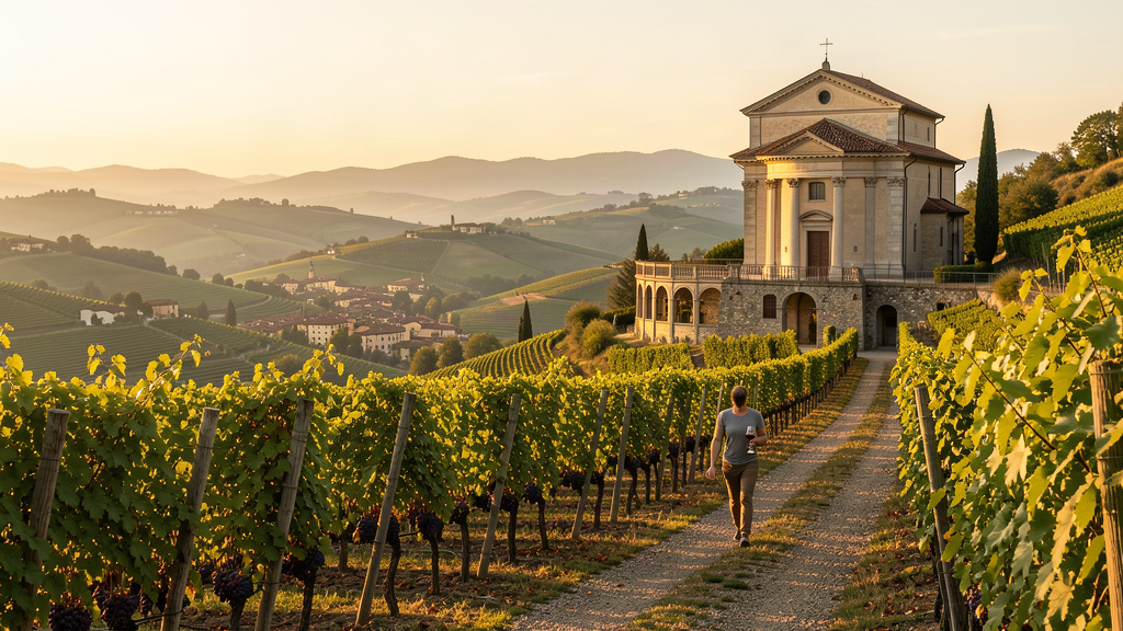 Do: Vineyard path toward Cappella del Barolo