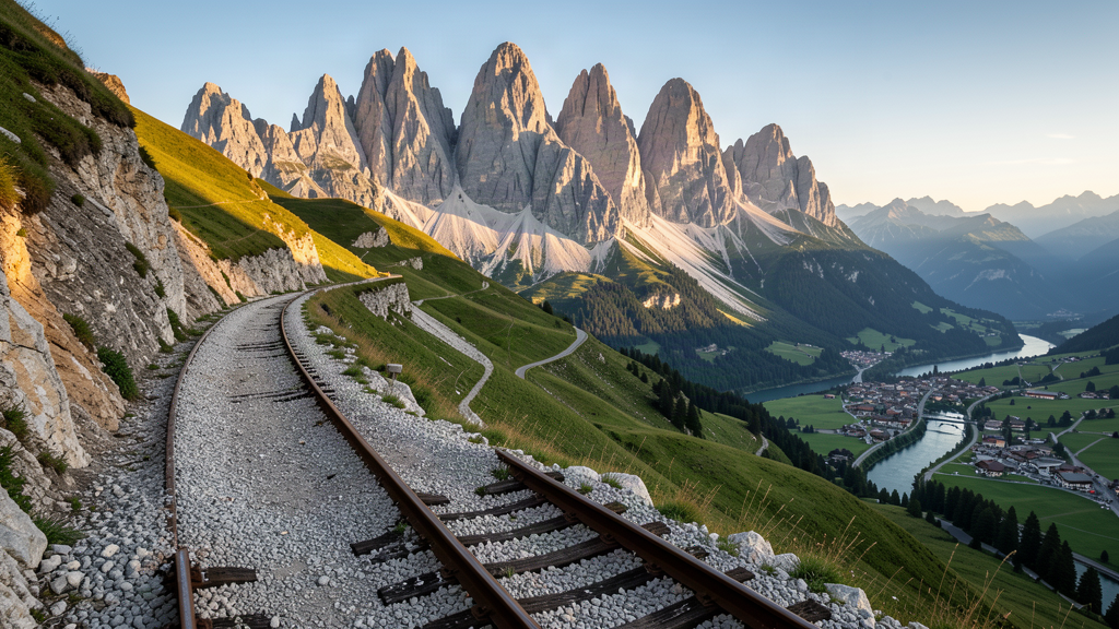 Old railway grade path above the Boite valley in Cortina d'Ampezzo