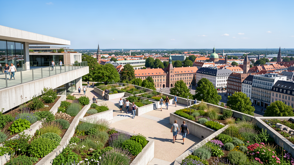 Exploring Abteiberg museum terraces in Monchengladbach