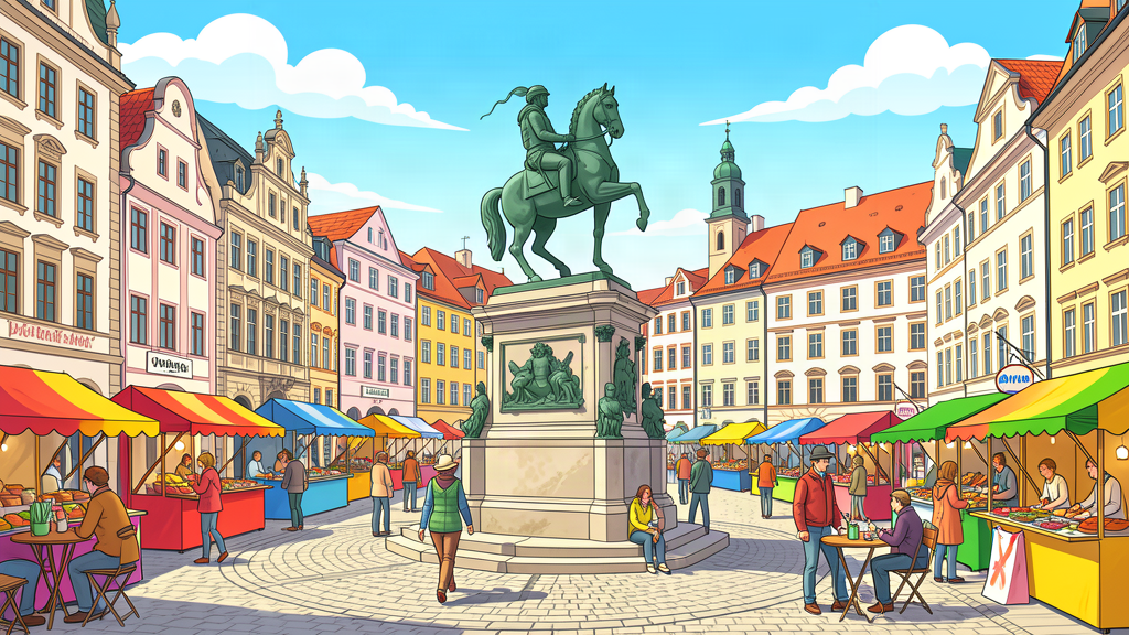 Alter Markt with the Horseman statue in Magdeburg