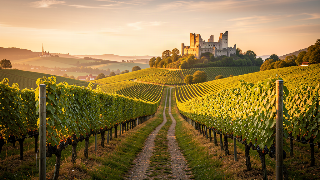 Hambach vineyard path toward Hambacher Schloss above Neustadt