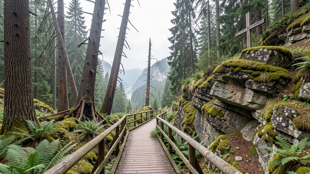 Kaltensteinpfad Märchenwald boardwalk through Hoxberg forest in Lebach