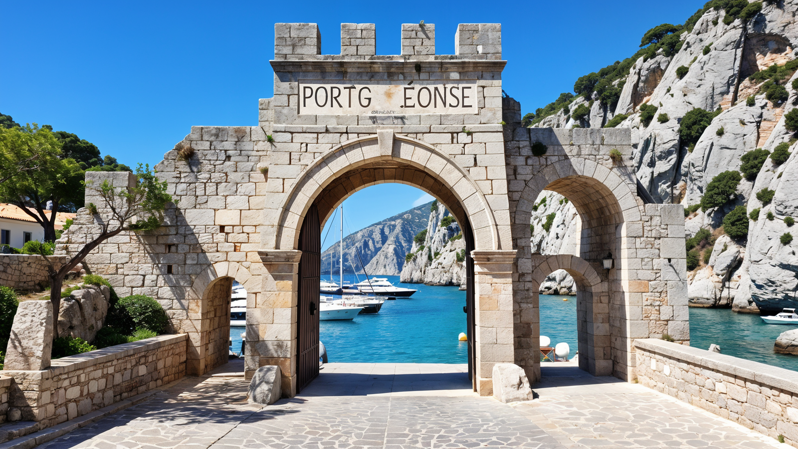 Porte Génoise gate opening toward the marina in Porto-Vecchio