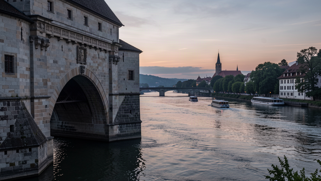 Rheintorturm and Seerhein crossing at the old Rhine gate, Konstanz