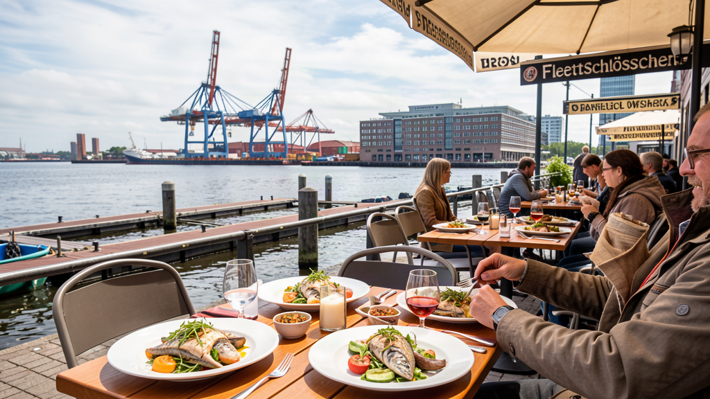 Fleetschlösschen harbor dining on Brooktorkai in HafenCity