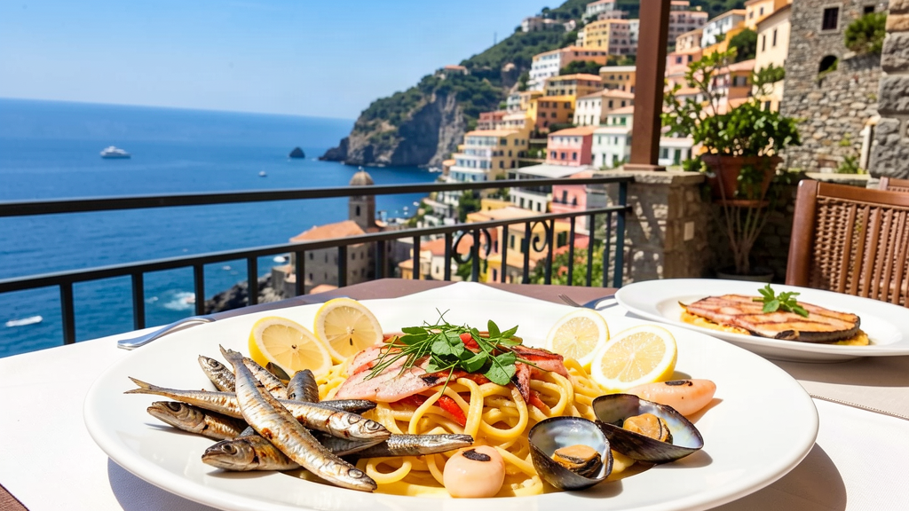 Fresh seafood at Ristorante Miky with sea view