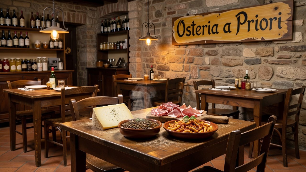 Rustic Osteria a Priori with Umbrian pecorino, lentils and pasta