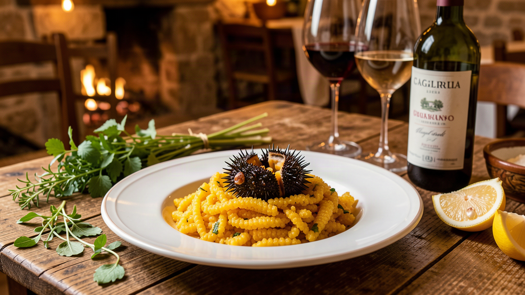 Sea urchin and fregola at a trattoria in Cagliari