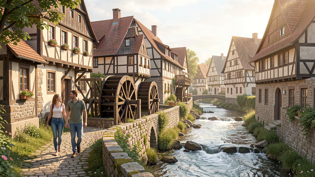 Do: strolling the An der Abzucht path past mill wheels and Gose river in Goslar