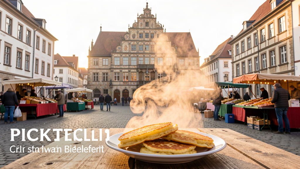 Pickert steam under the Crüwell gable on Alter Markt in Bielefeld