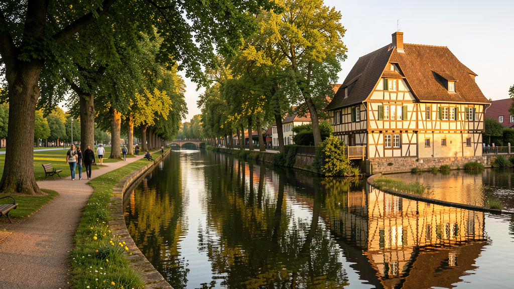 French Garden limes cool Aller walks past Hoppener beams in Celle hero