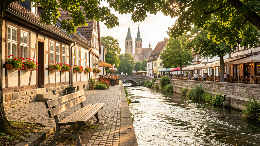 Speyerbach bench shade near Marktplatz timber in Neustadt an der Weinstraße