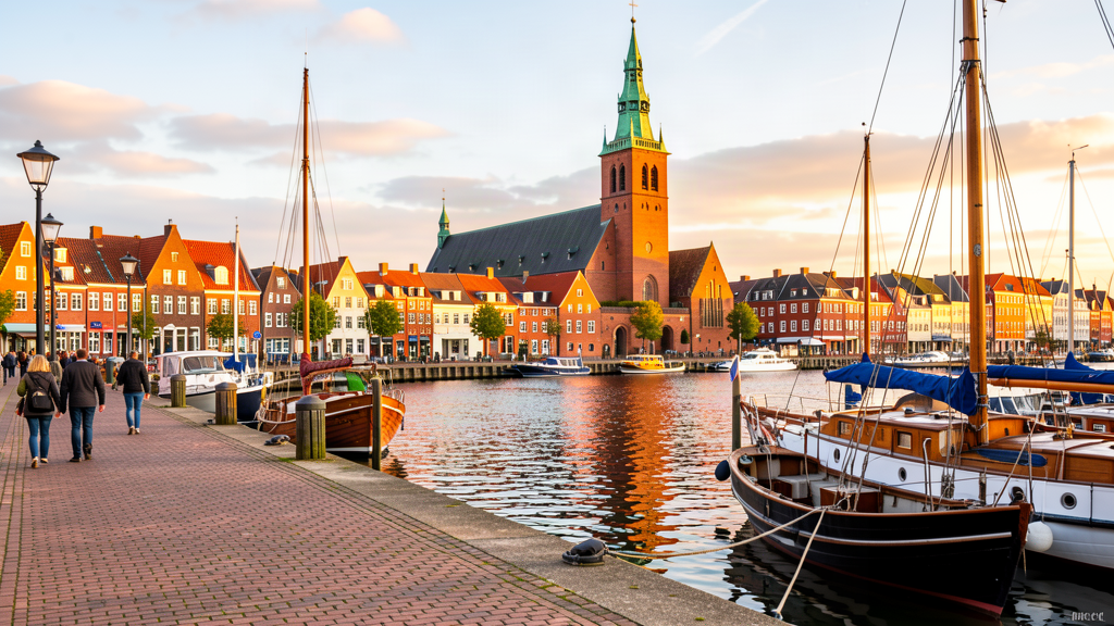 Hero: Warnow water walks the Stadthafen past Petrikirche brick in Rostock