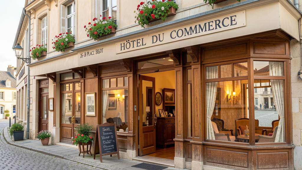 Stay: Charming façade and rooms at Hôtel du Commerce, 26-28 Place Bigot, Fécamp