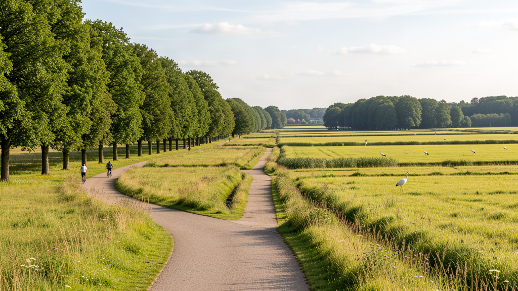 Meadow paths in Park links der Weser near Grolland and Huchting