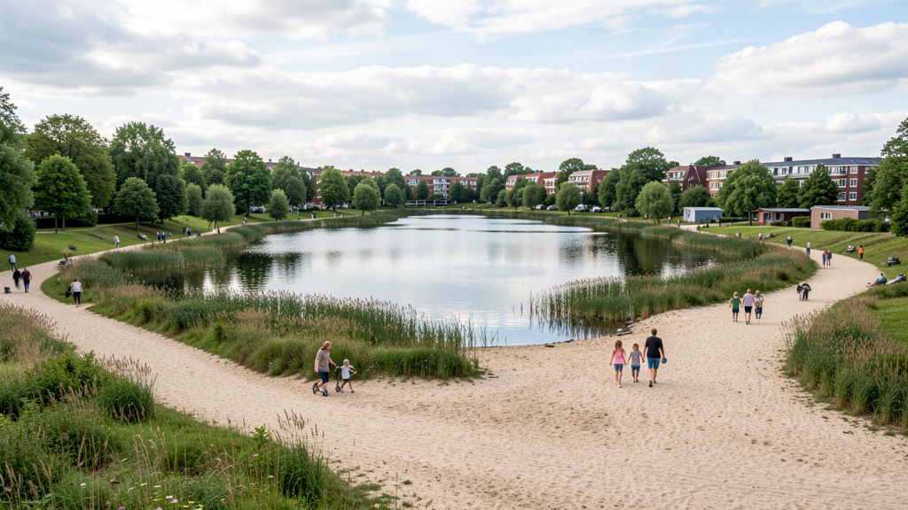 Sodenmattsee baggersee beach and paths in Huchting
