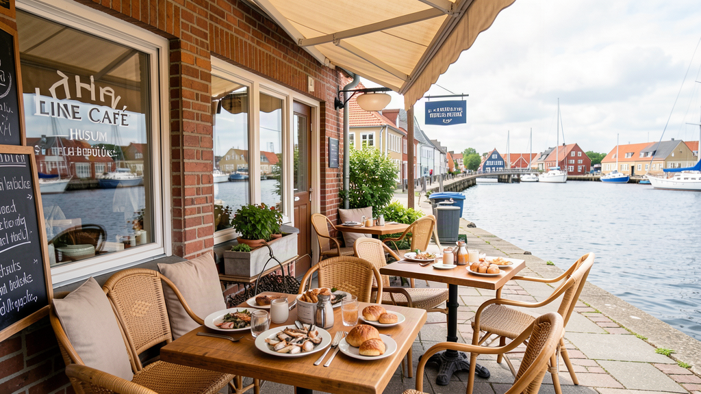 Tine Café on Schiffbrücke overlooking the harbour in Husum
