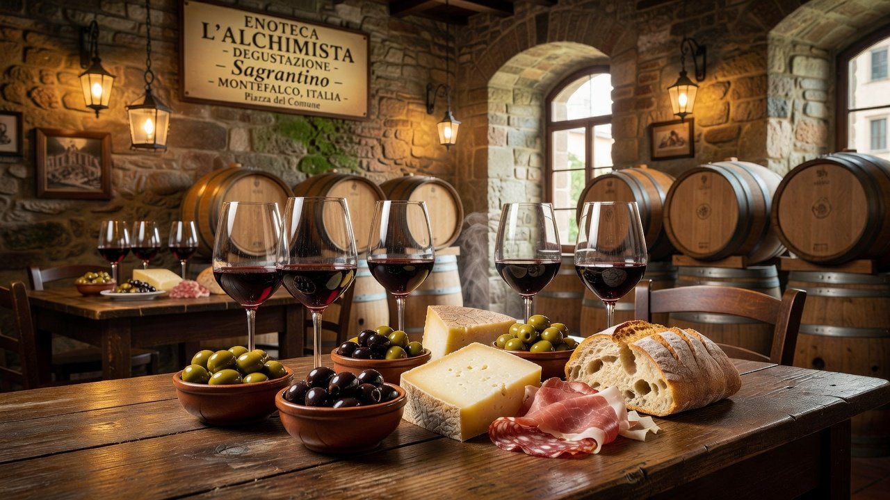 Sagrantino wine tasting at Enoteca L'Alchimista