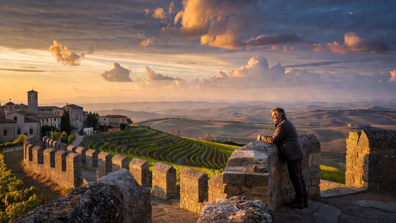 Ringhiera Umbra viewpoint in Montefalco after Gozzoli frescoes