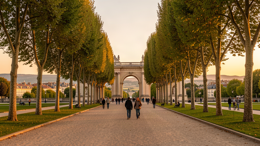 Place Royale du Peyrou promenade and water tower view in Montpellier