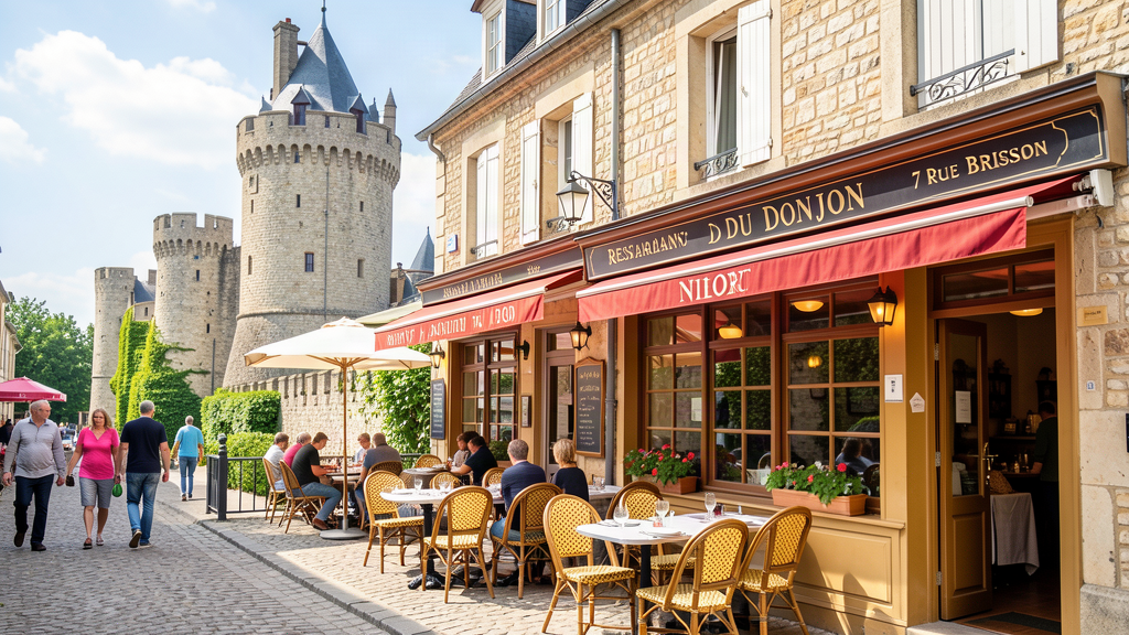 Restaurant du Donjon exterior with donjon view in Niort