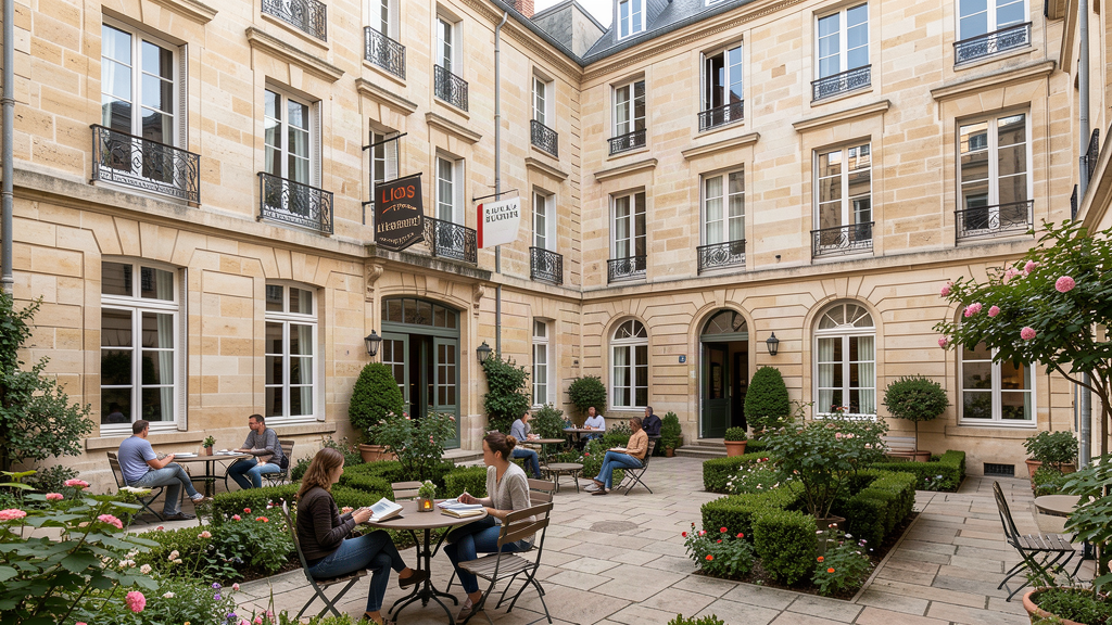 Stay: Logis Hôtel de l'Europe garden terrace on rue Carnot