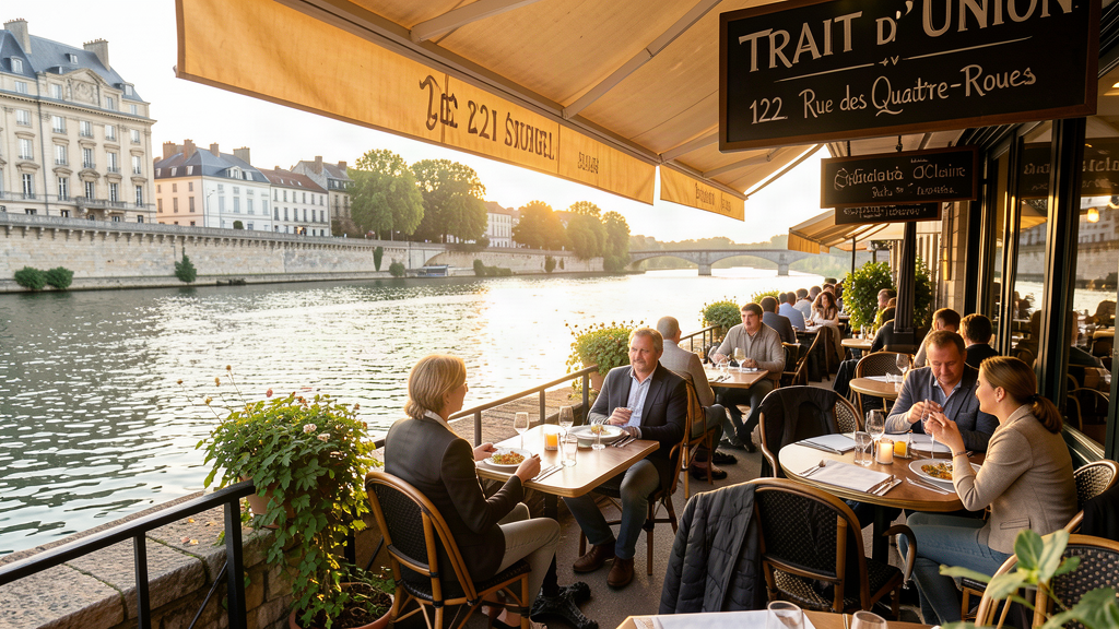 Food: Le Trait d'Union riverside terrace on the Clain