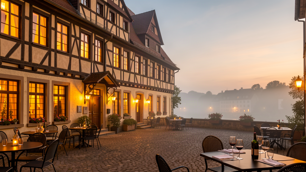 Hotel Alt Speyer courtyard evening