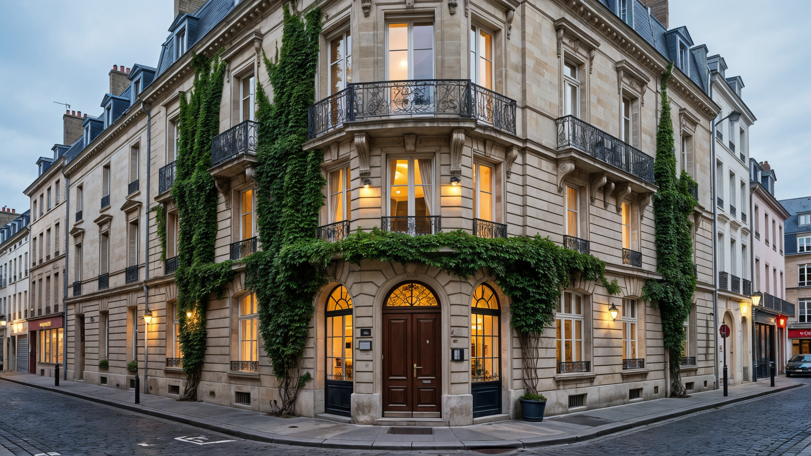 Facade of L'Hôtel Particulier on a quiet street in Arras
