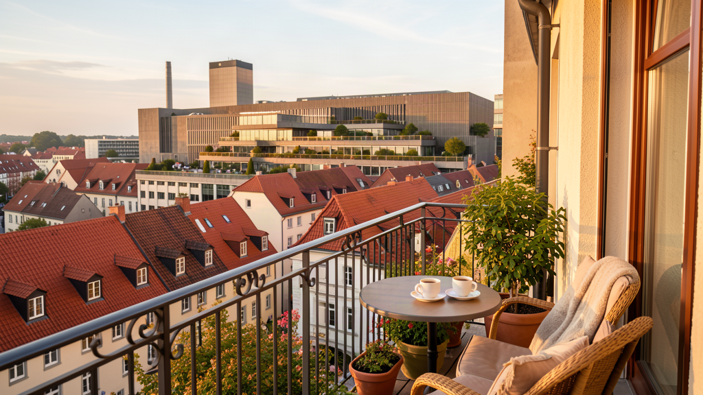 Boutique hotel terrace with Abteiberg view in Monchengladbach
