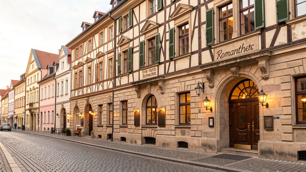 Romantik Hotel Tuchmacher facade on Peterstraße in Görlitz old town