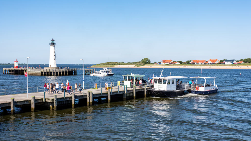 Do: Nordermole foot ferry crossing the Trave in Travemünde