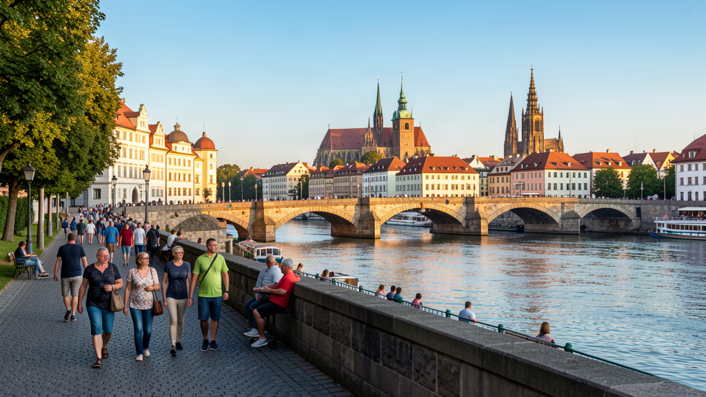 Danube riverfront and city wall path near Fischerplätzle in Ulm