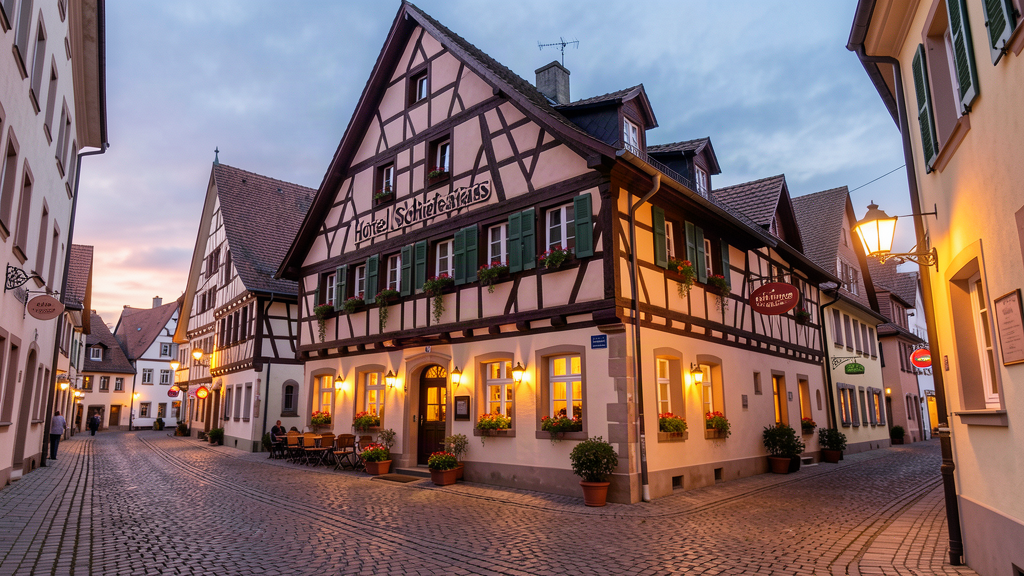 Hotel Schiefes Haus leaning over the Blau on Schwörhausgasse in Ulm