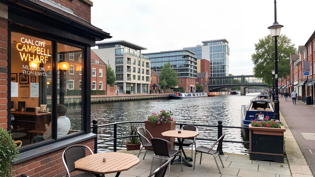 Canal St Coffee waterside cafe at Campbell Wharf, Milton Keynes