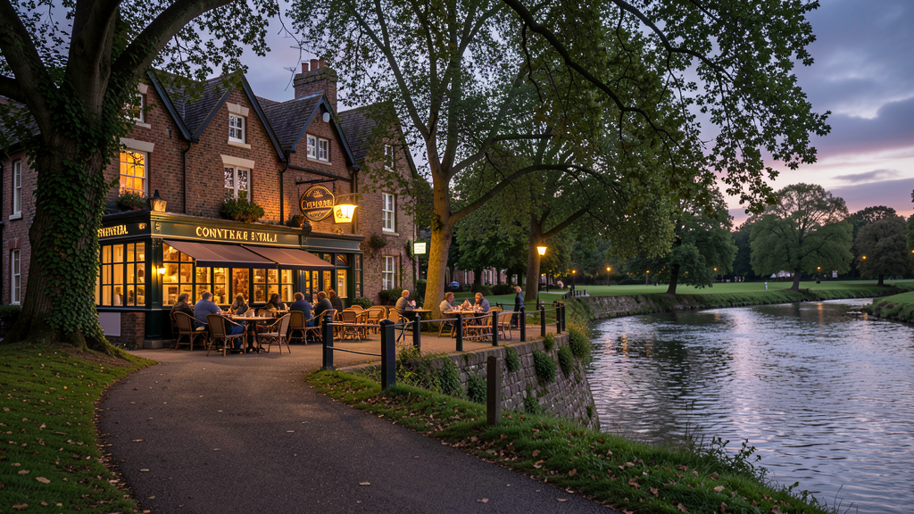 The Continental riverside pub at Avenham Park edge by the Ribble