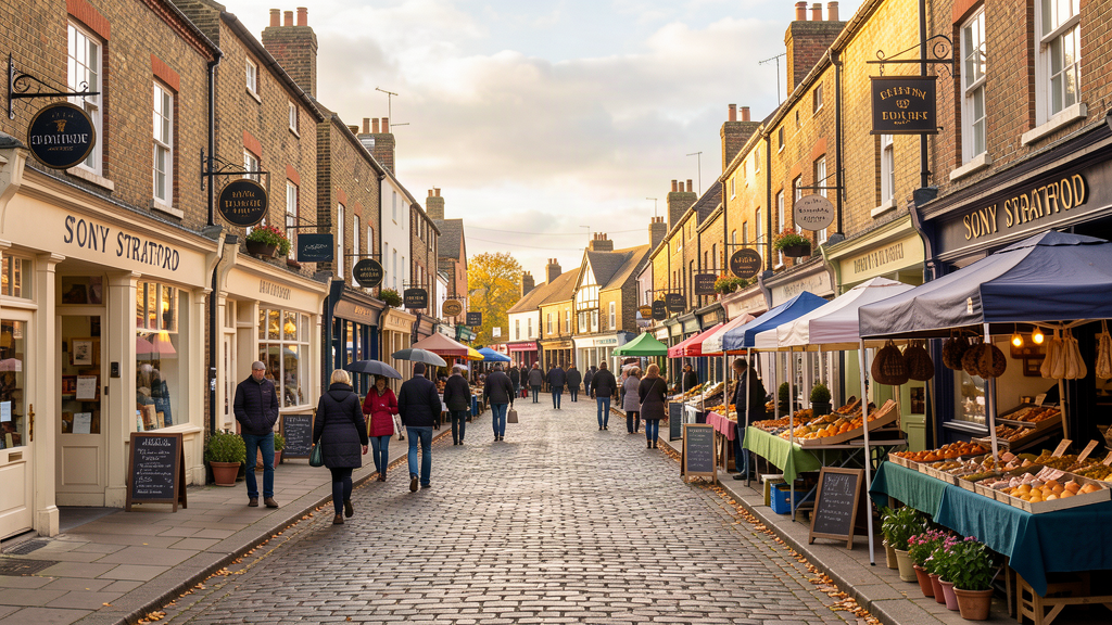 Stony Stratford High Street historic market town scene, Milton Keynes